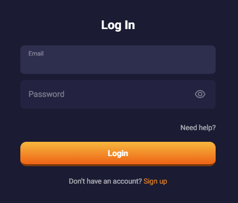 RetroBet casino login form with email and pass fields